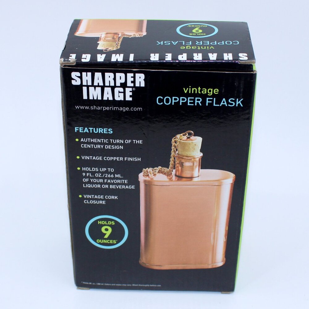 Sharper Image Vintage Copper Flask Authentic Turn of Century Design Cork Closure - Picture 2 of 2